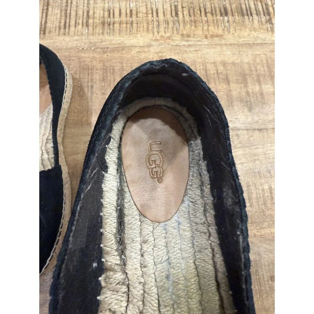 UGG Heidi Perforated Suede Espadrille‎ Loafer Women’s Size 9.5 Black